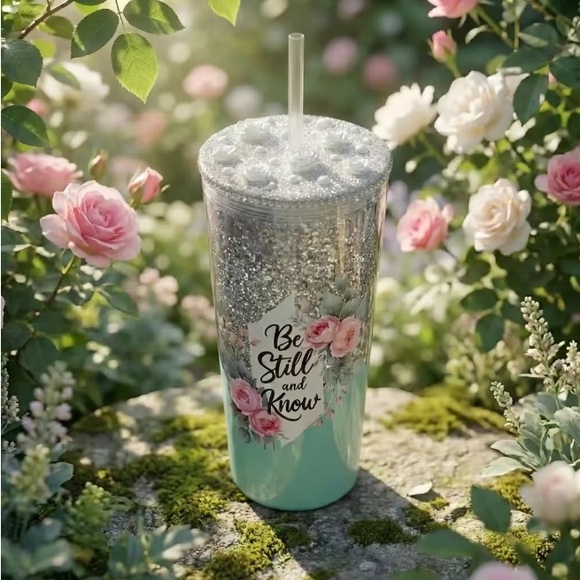 Handmade Other - Spiritual Floral Faith Glitter Cup
